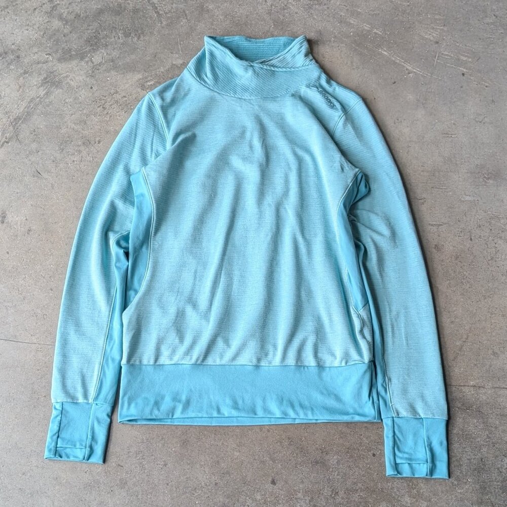 Brooks Notch Thermal Long Sleeve Top Cowl Neck Teal Green medium